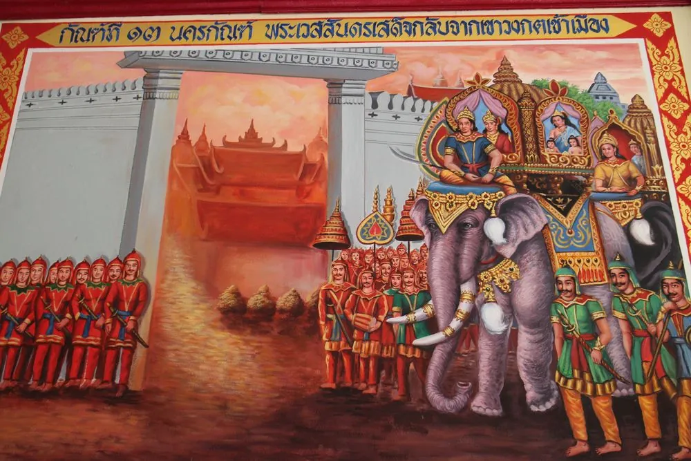 Temple mural of a royal elephant procession
